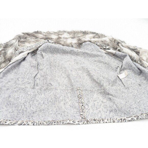 Alberto Makali Wool Black White Snow Leopard Fringe Waterfall Cardigan Size L - Picture 7 of 9
